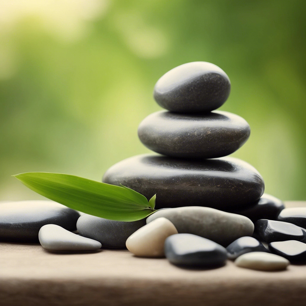A soothing and calming image for a massage therapy website with stones